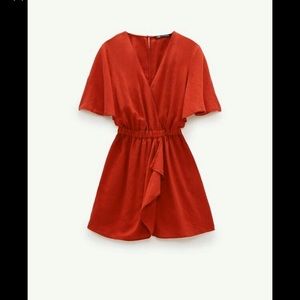 Zara Linen Blend Jumpsuit Copper NWOT